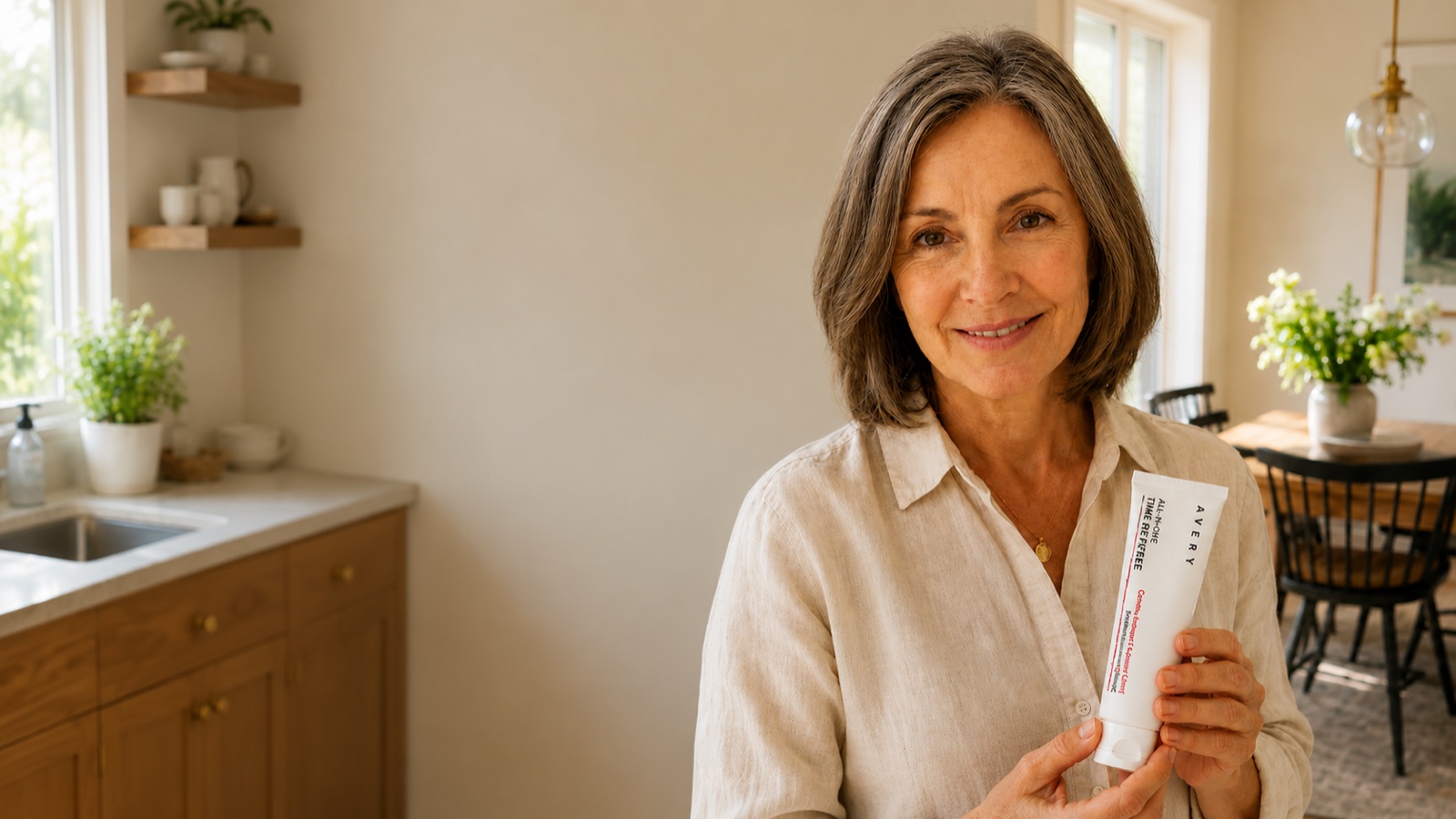 Mature woman with skincare cream